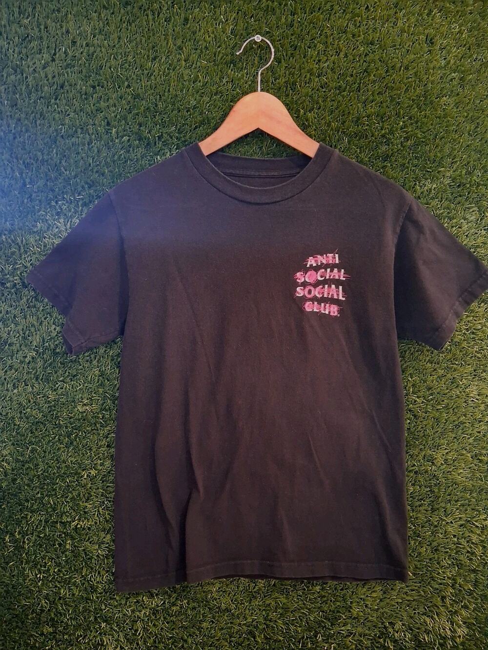 Anti Social Social Club Nevermind Tee Black Pink Scribble Logo Size S Authentic